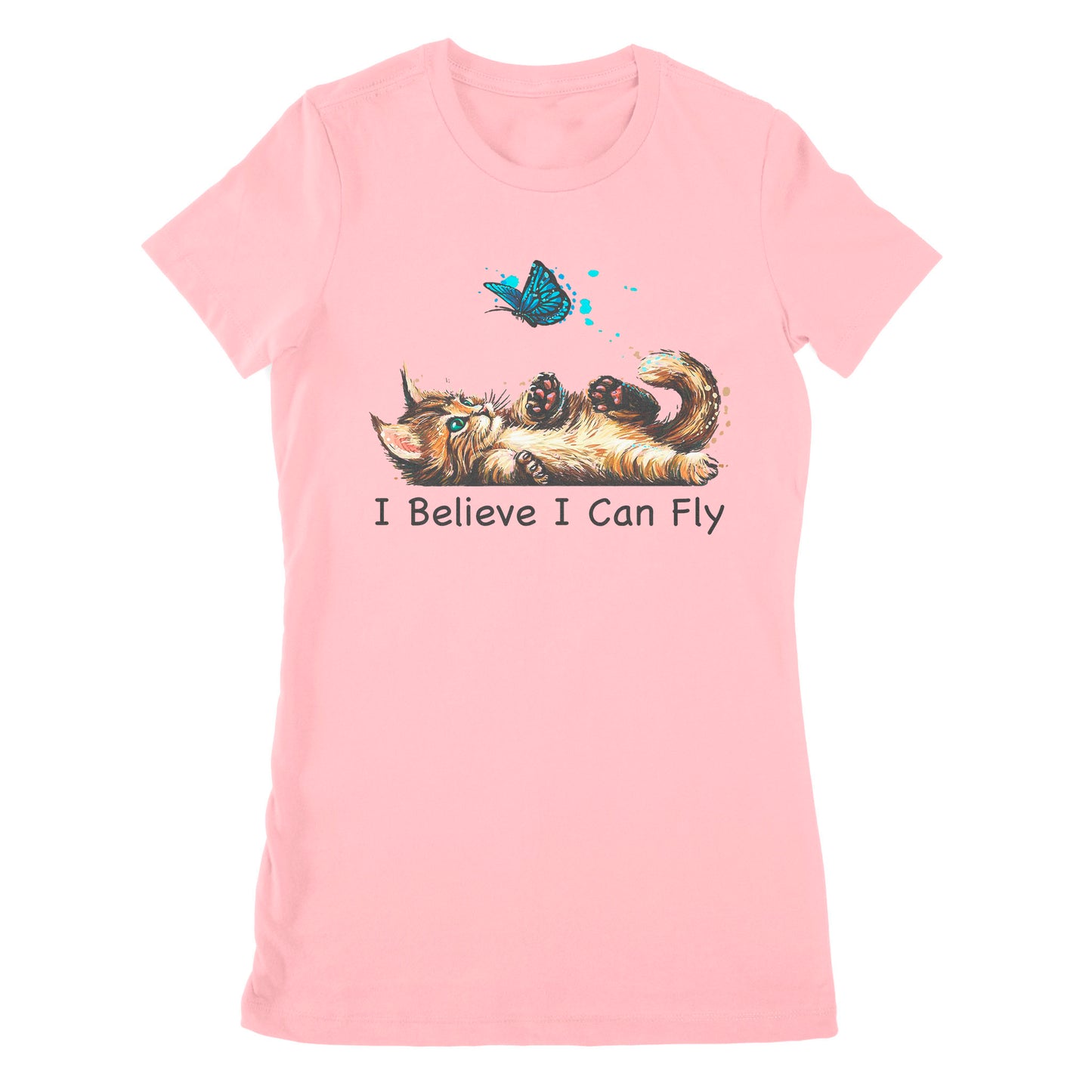 Premium Women's T-shirt - Funny Cat i Believe I Can Fly