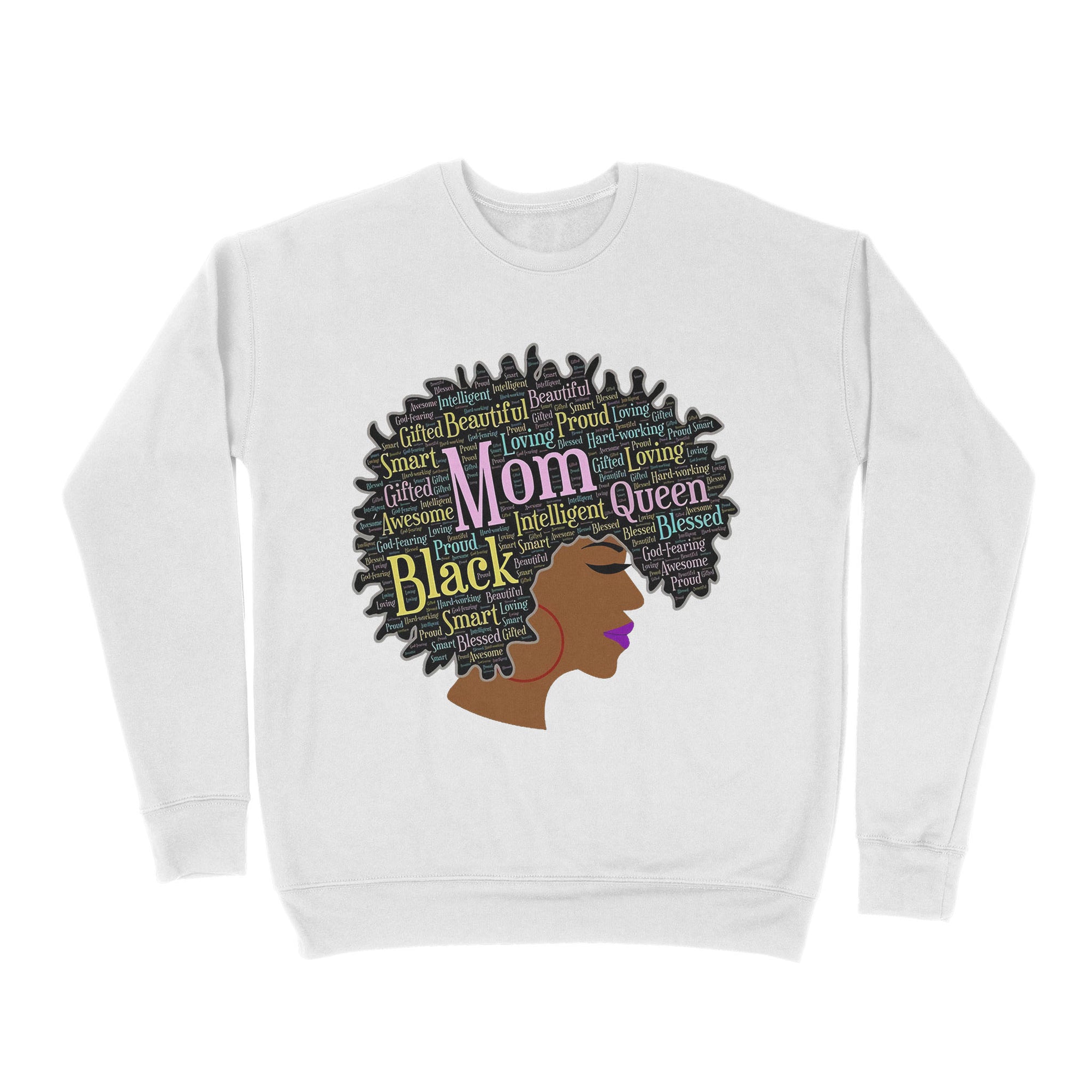Premium Crew Neck Sweatshirt - Happy Mother’s Day Black Mom Queen Afro African Woman