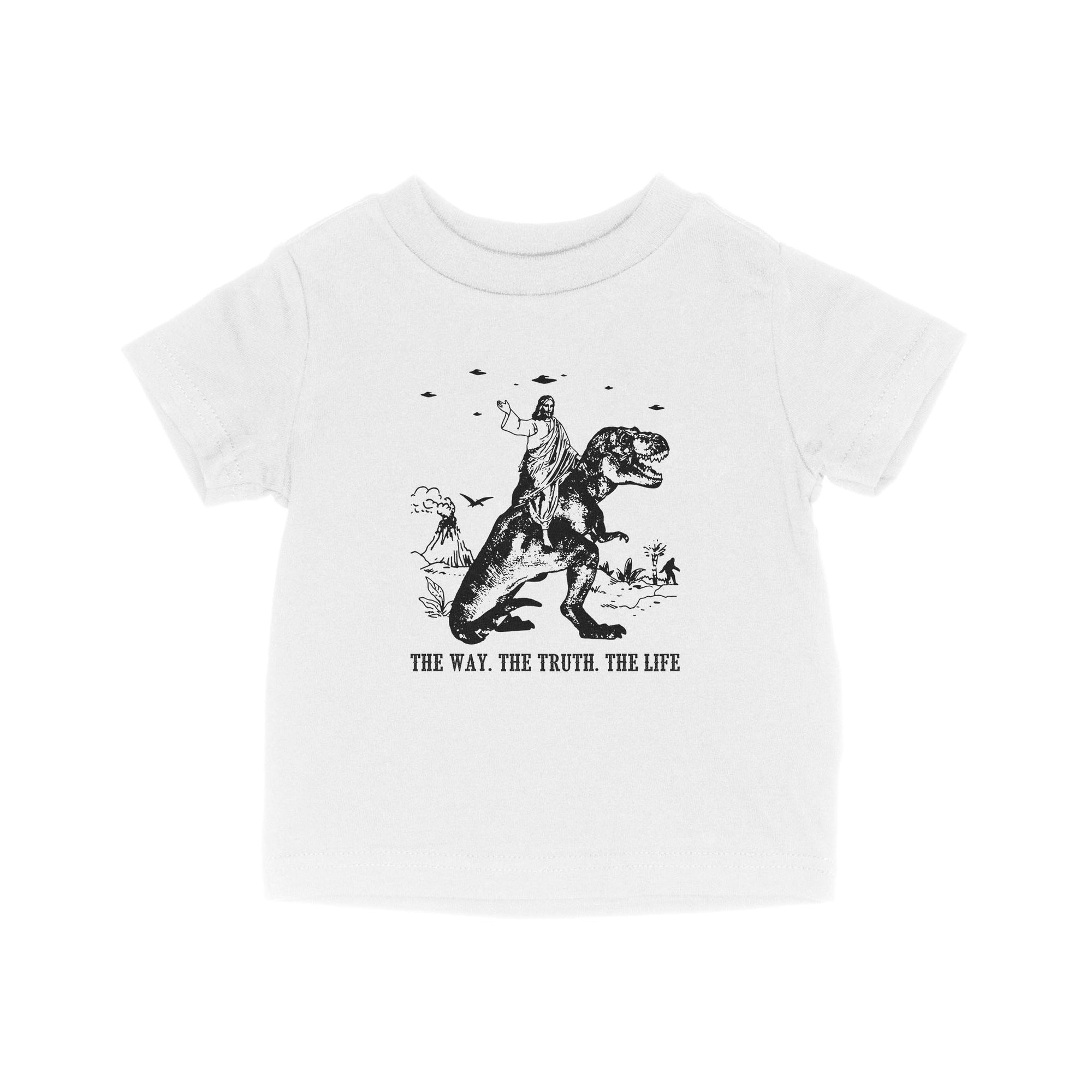 Jesus Riding Dinosaur The Way. The Truth. The Life - Baby T-Shirt