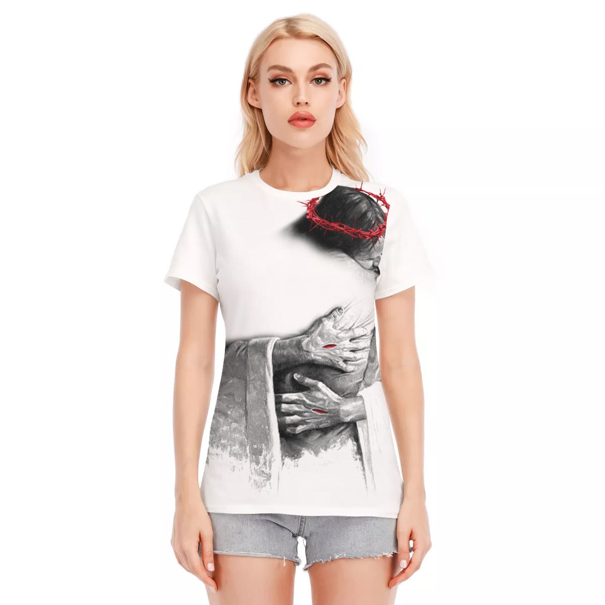 All-Over Print Women's Round Neck T-Shirt | 190GSM Cotton