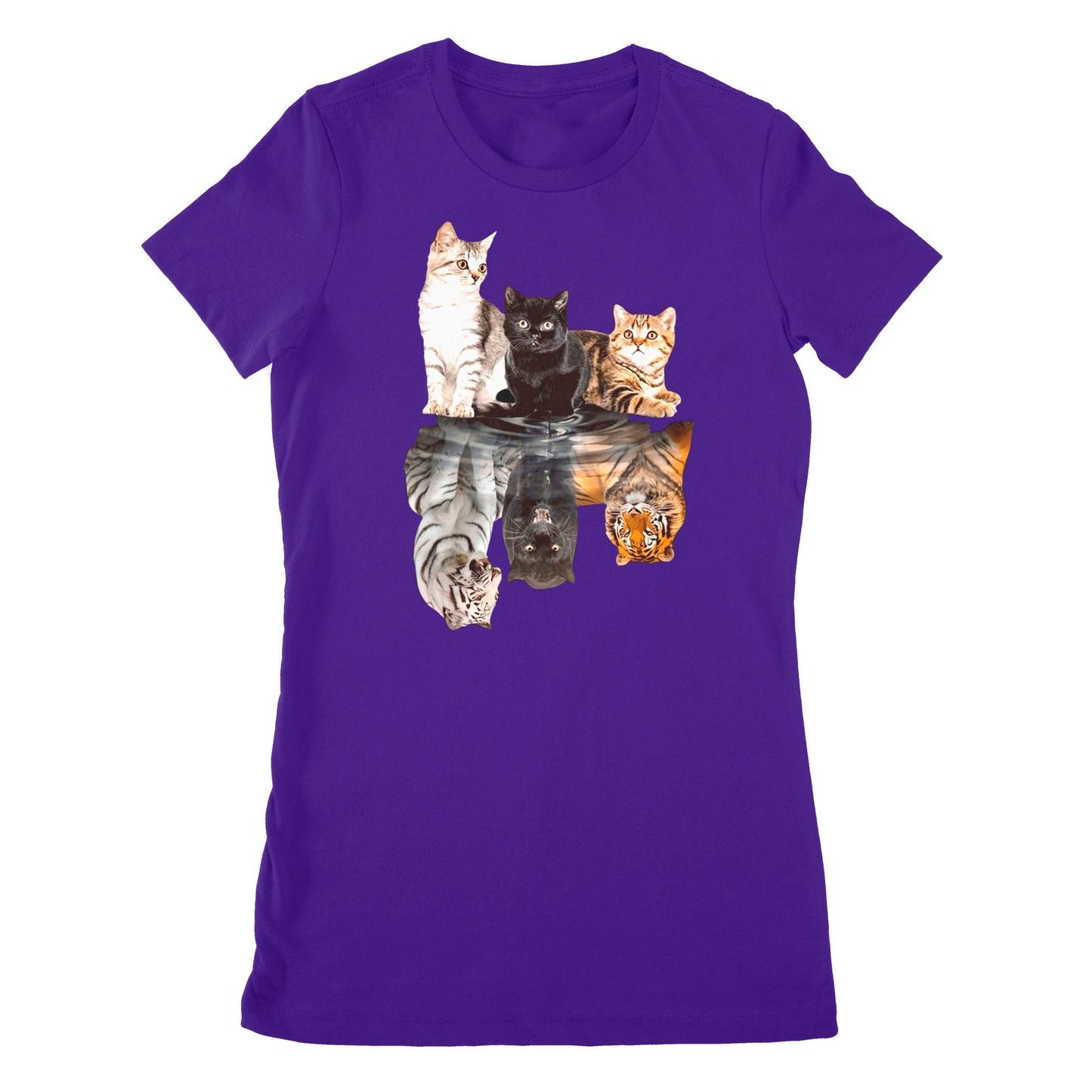 Premium Women's T-shirt - The Cats Water Mirror Reflection Tigers