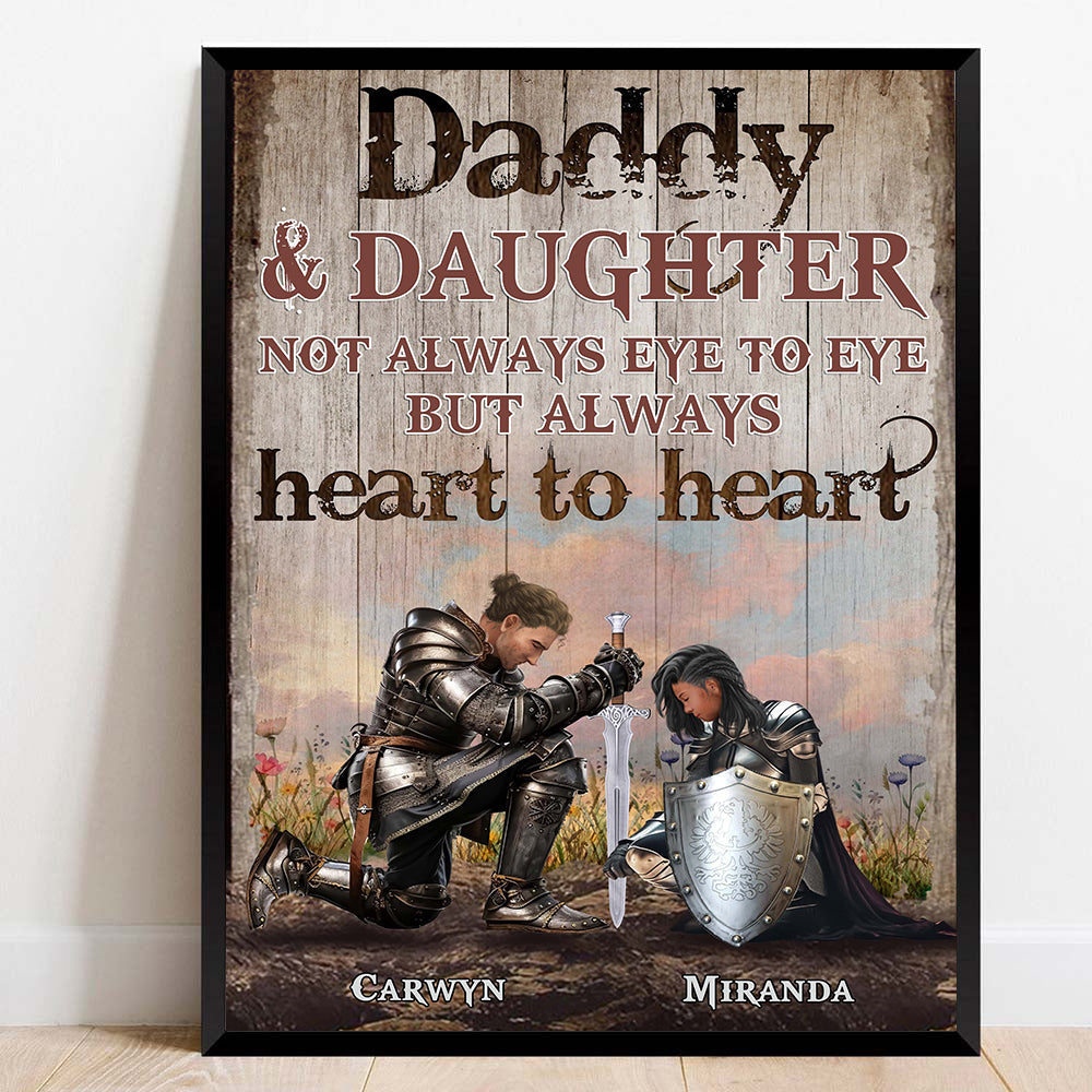 Personalized Dad And Daughter Warrior With Quote Love Poster Canvas