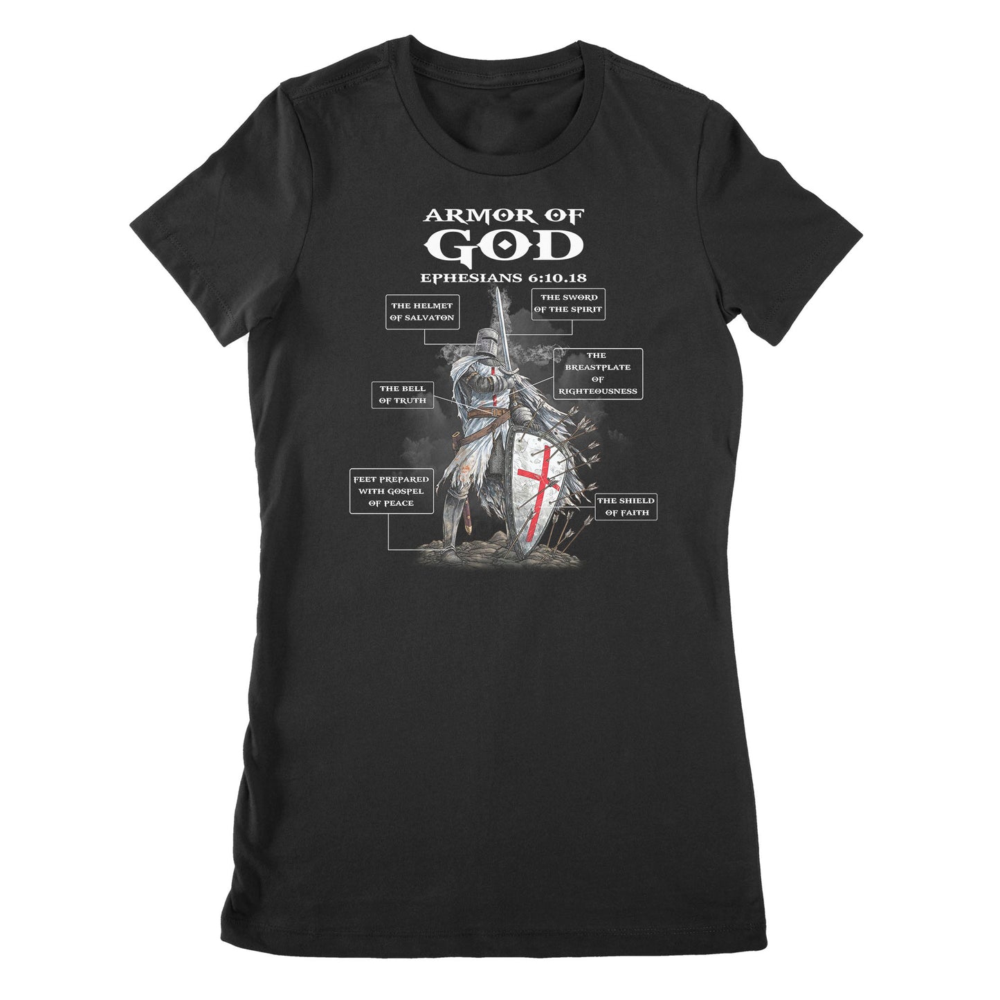 Armor of God Bible Study on Ephesians 6:10-18 - Premium Women's T-shirt