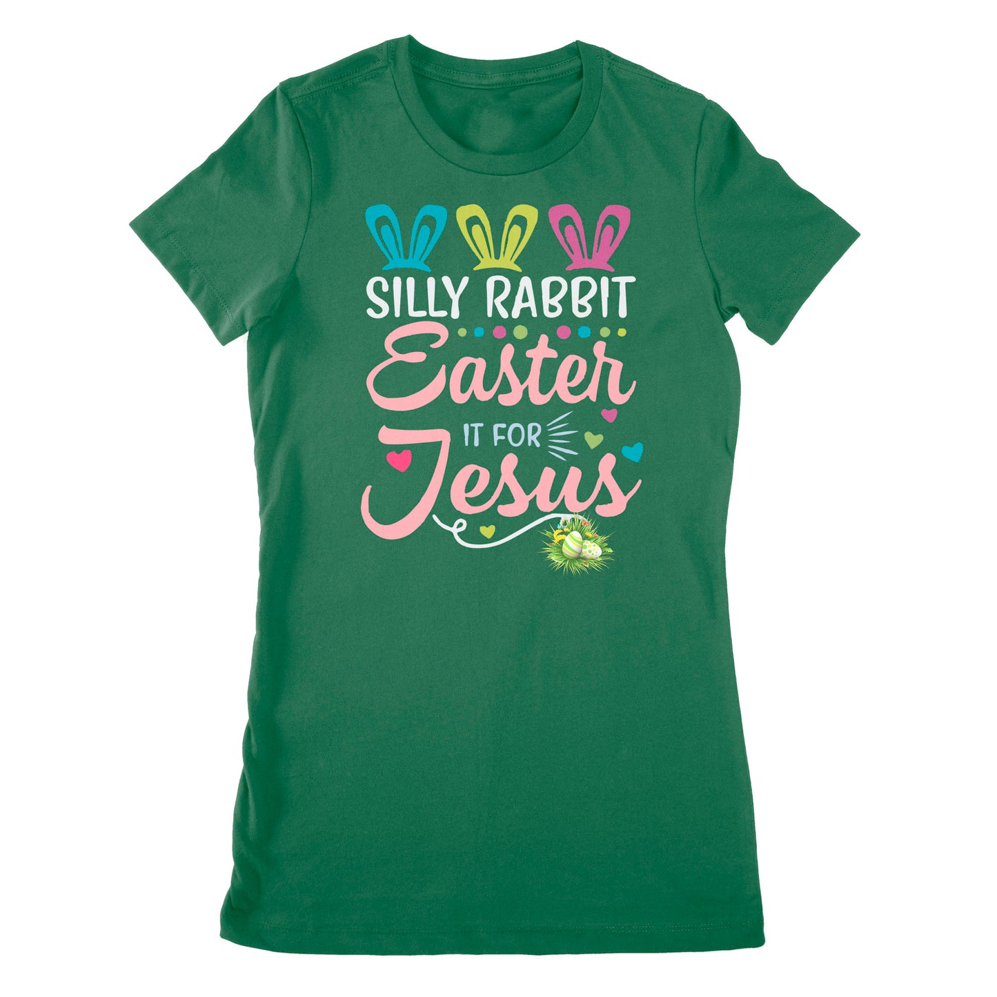 Premium Women's T-shirt - Silly Rabbit Easter Is For Jesus Christians Cross Bunny Easter Eggs Cute