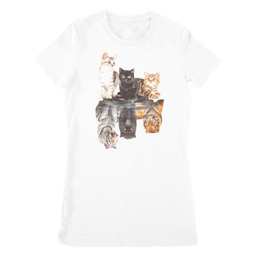 Premium Women's T-shirt - The Cats Water Mirror Reflection Tigers