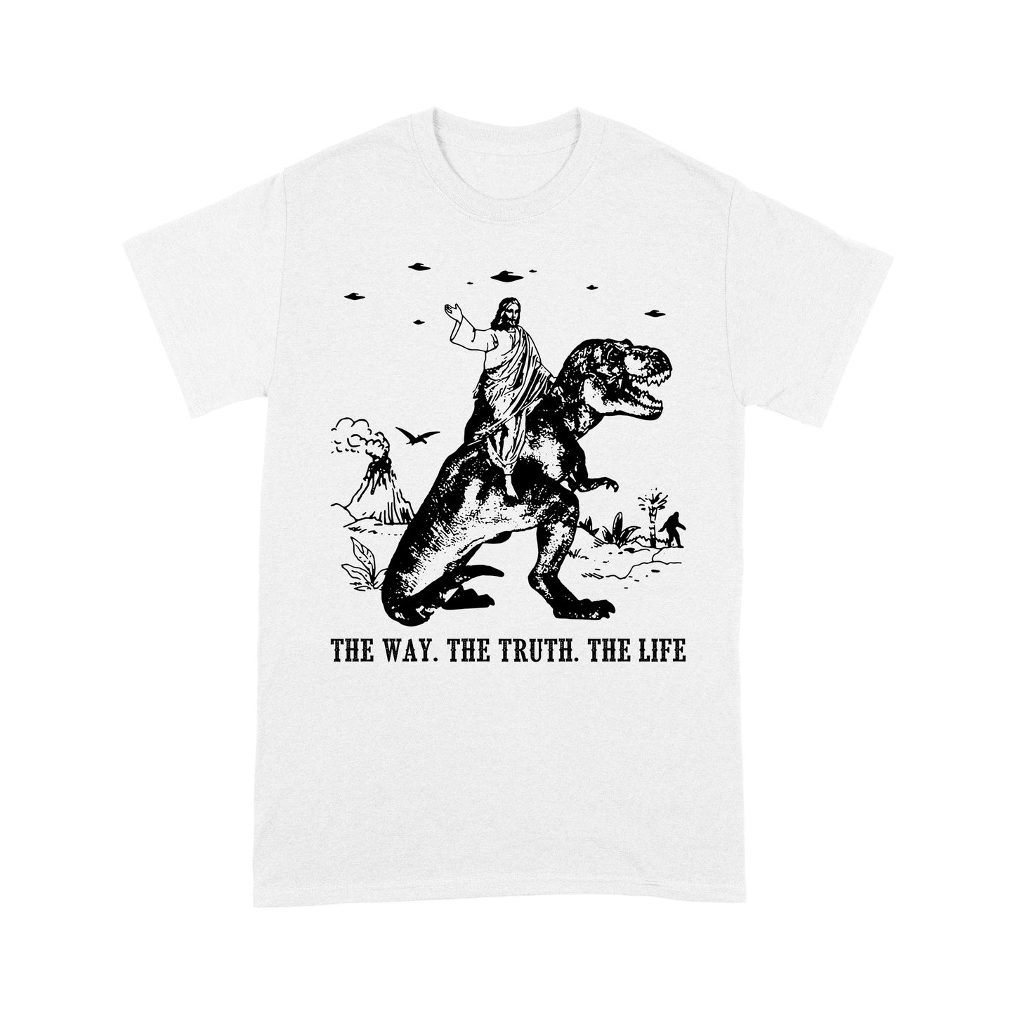 Premium T-shirt - Jesus Riding Dinosaur The Way. The Truth. The Life