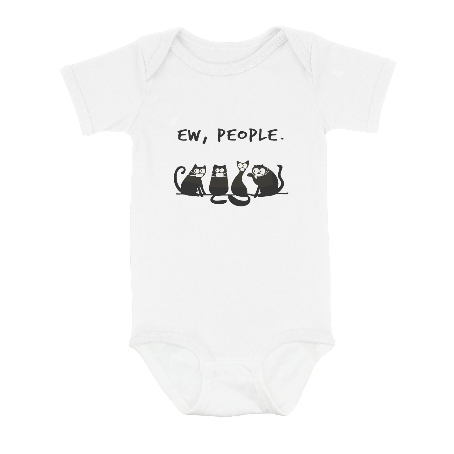 Ew People Funny Black Cat Wearing Mask - Baby Onesie