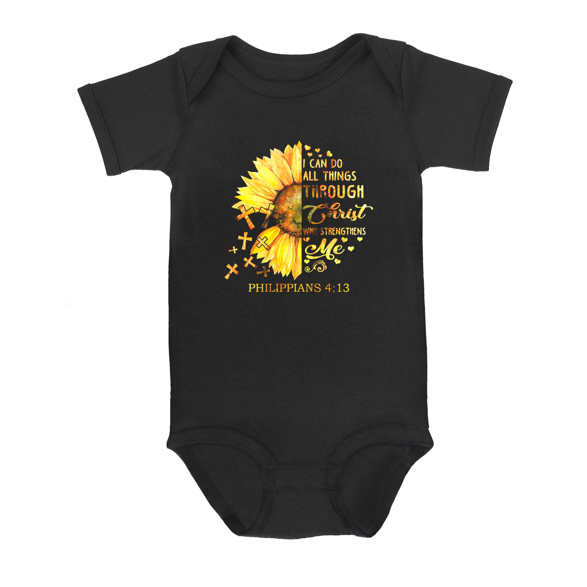 I Can Do All Things Through Christ Who Strengthens Me Daisy Flower - Baby Onesie