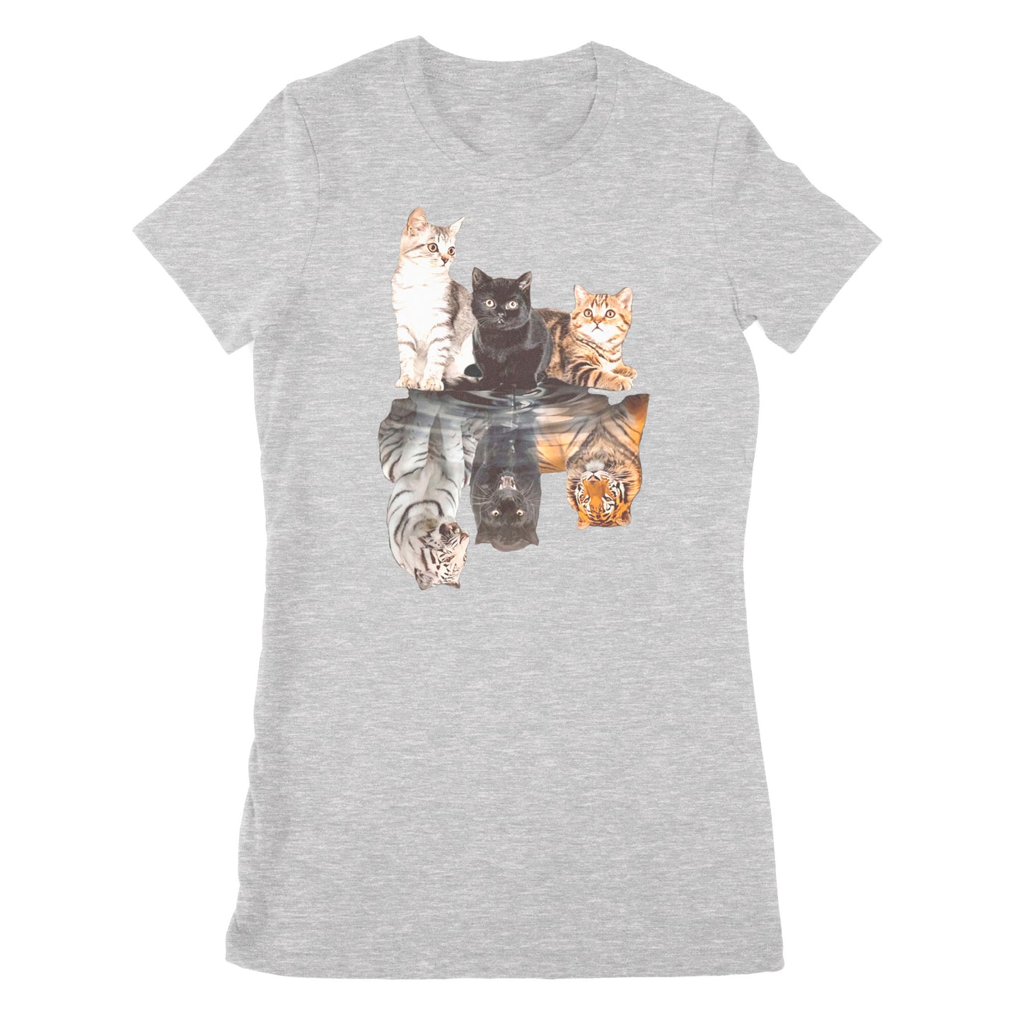 Premium Women's T-shirt - The Cats Water Mirror Reflection Tigers