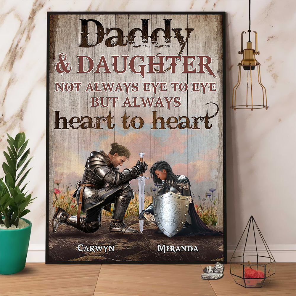 Personalized Dad And Daughter Warrior With Quote Love Poster Canvas