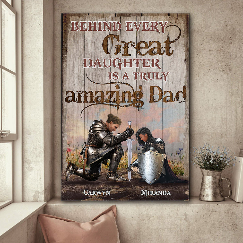 Personalized Dad And Daughter Warrior With Quote Love Poster Canvas
