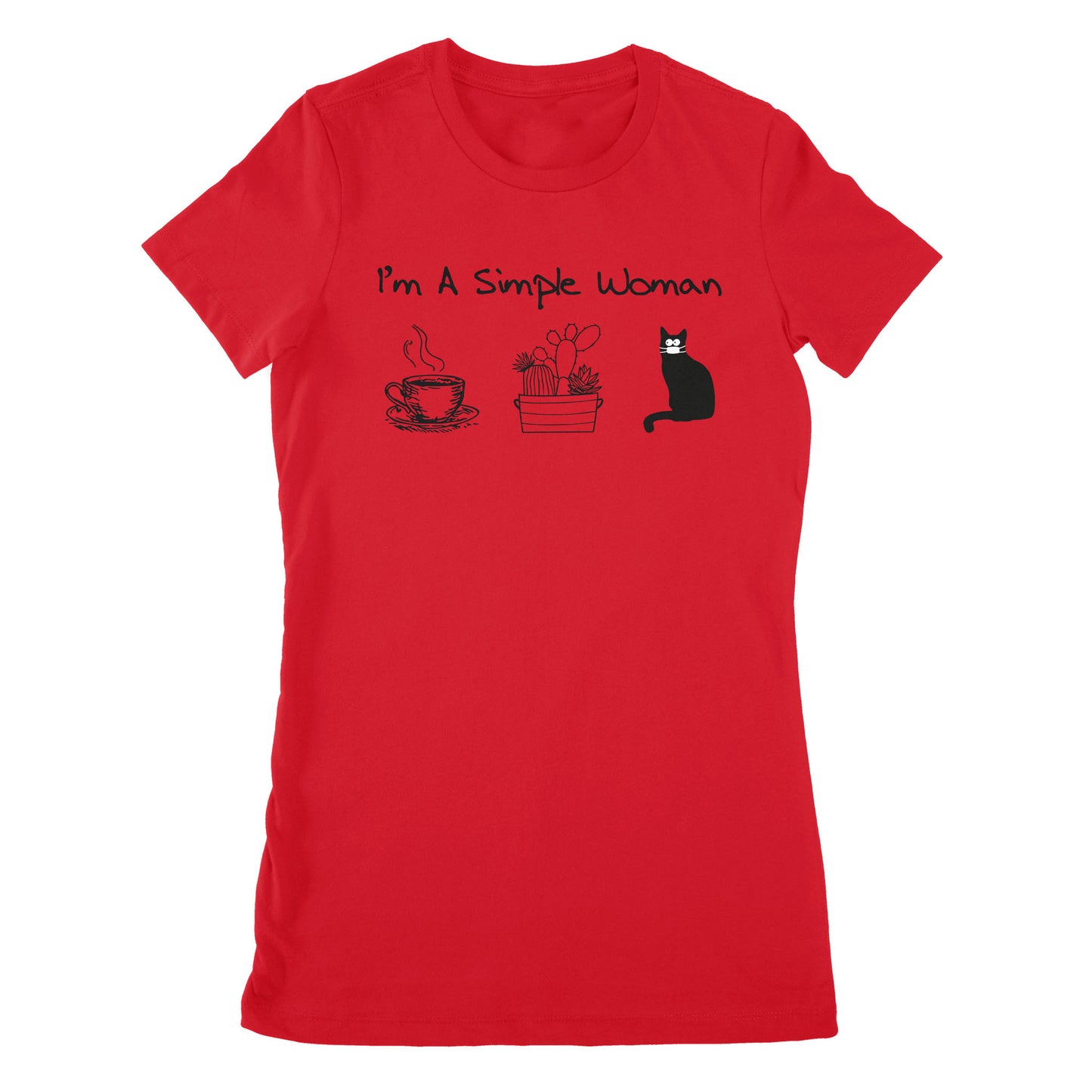 Premium Women's T-shirt - I’m A Simple Woman Coffee Plants Cat