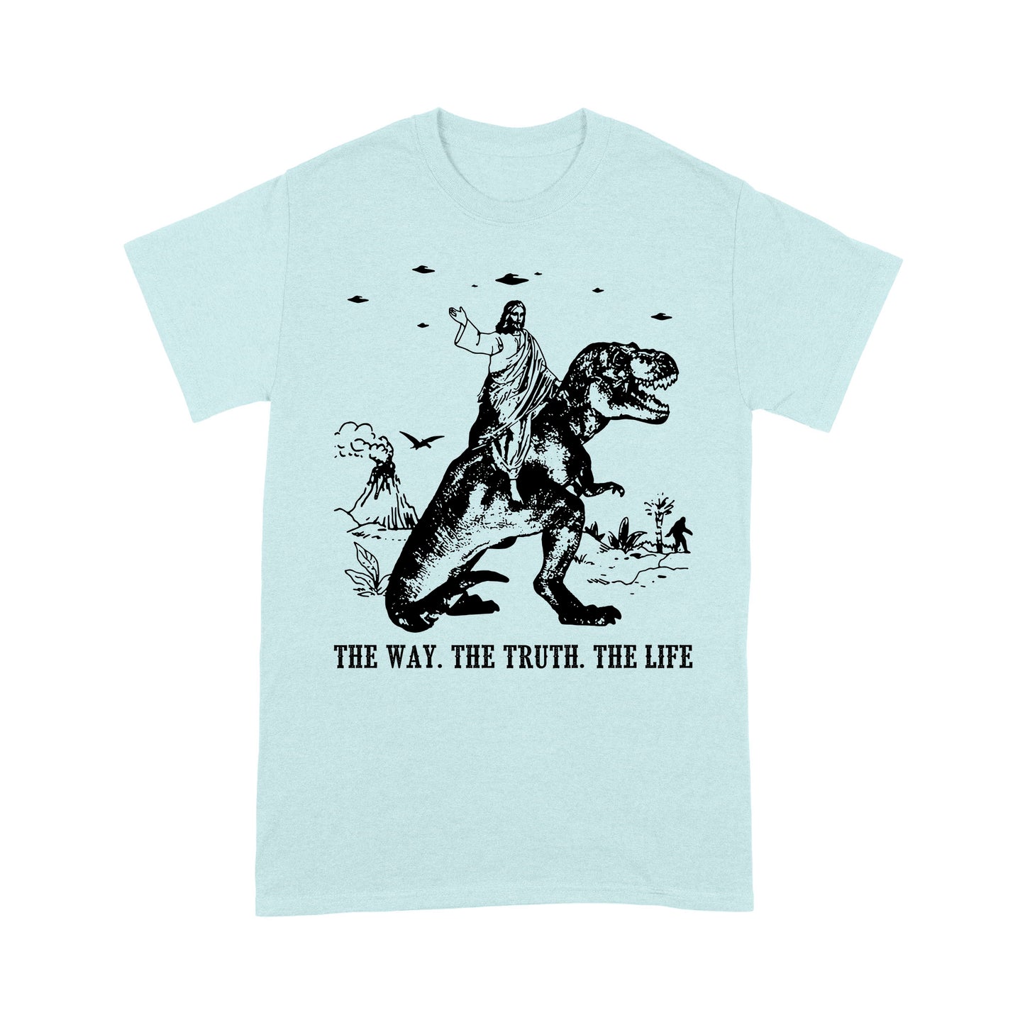 Premium T-shirt - Jesus Riding Dinosaur The Way. The Truth. The Life