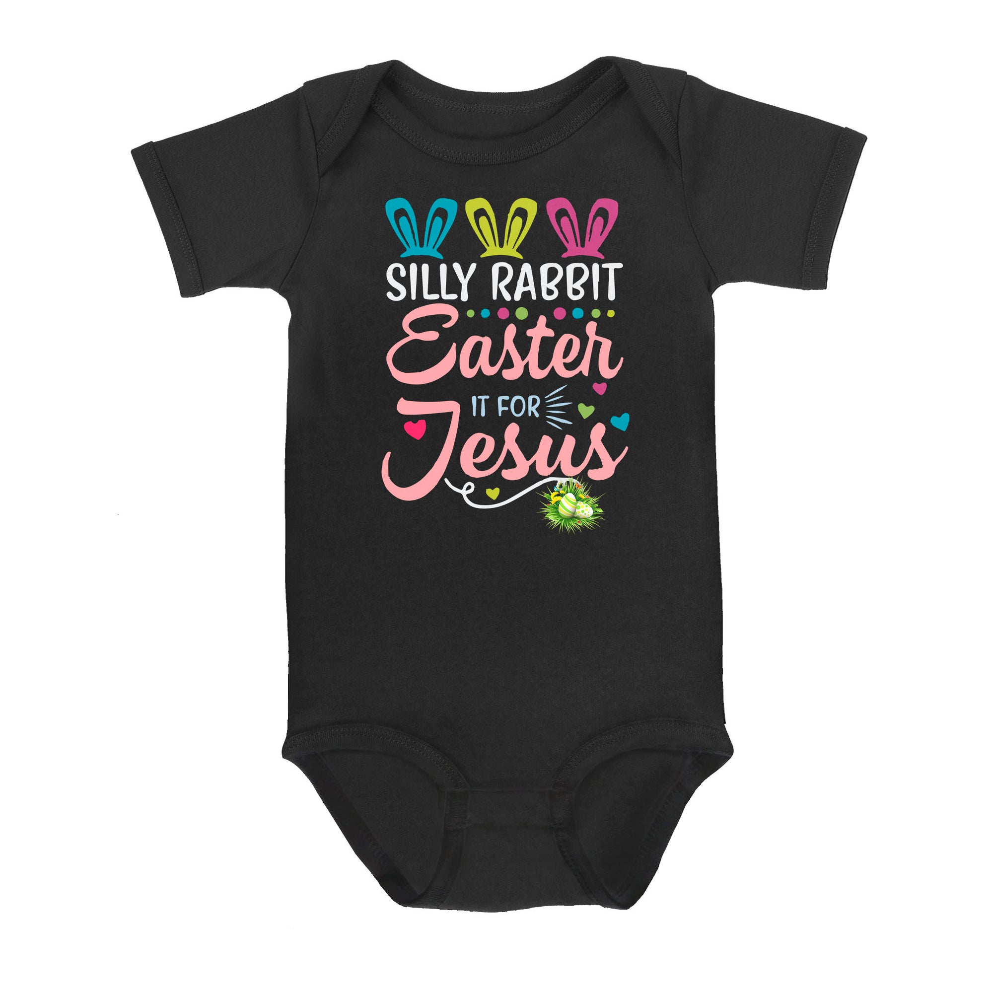 Silly Rabbit Easter Is For Jesus Christians Cross Bunny Easter Eggs Cute - Baby Onesie
