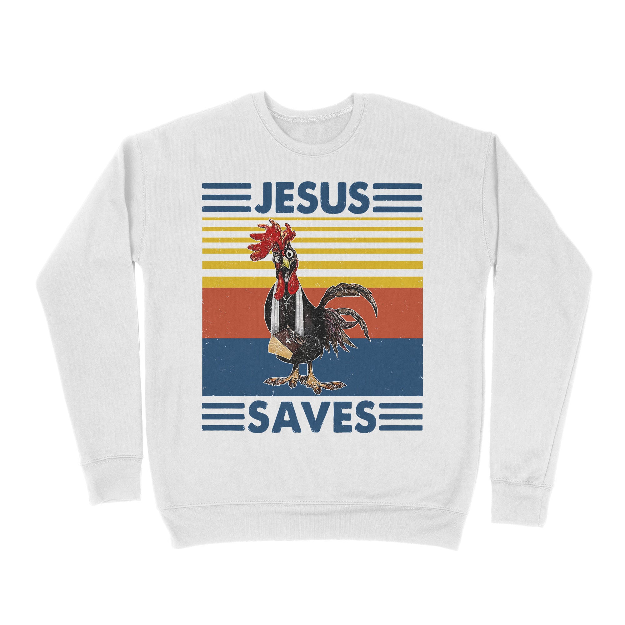 Premium Crew Neck Sweatshirt - Chicken Jesus Saves