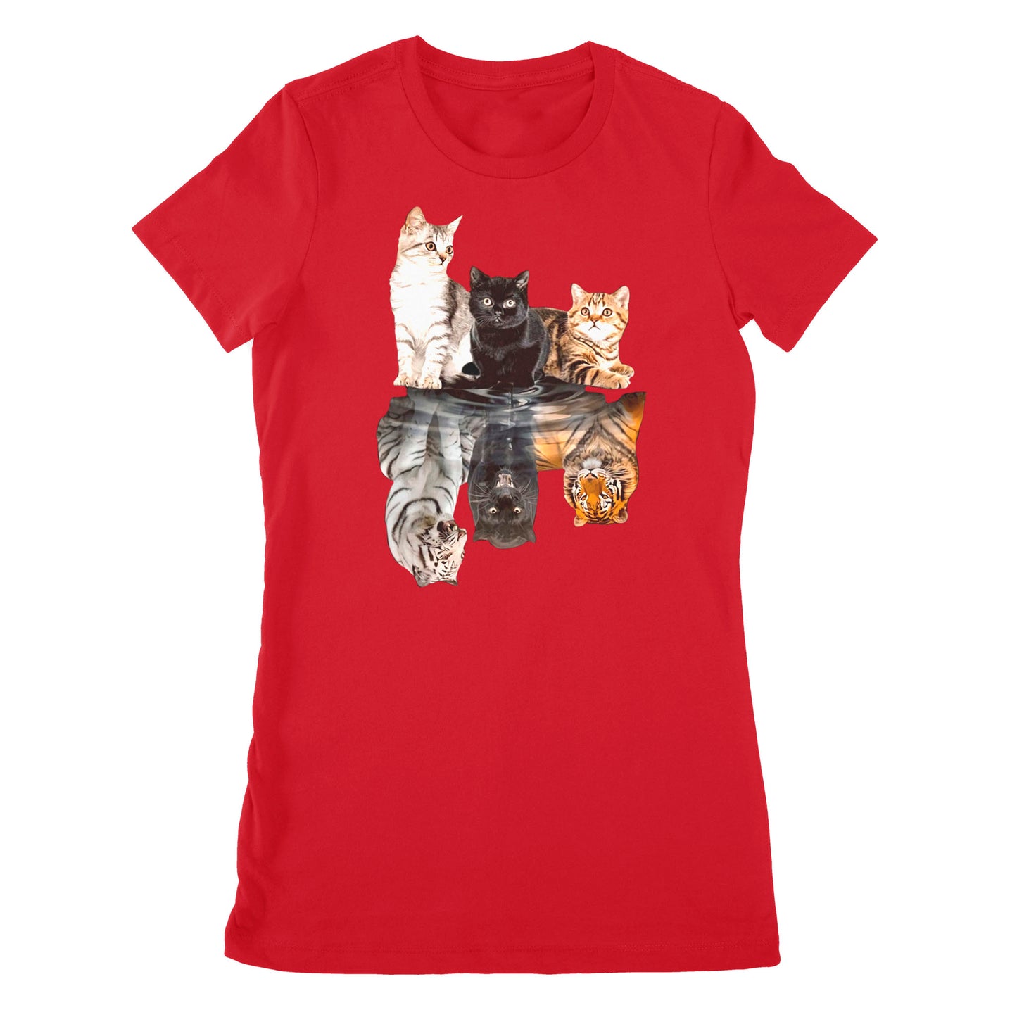 Premium Women's T-shirt - The Cats Water Mirror Reflection Tigers