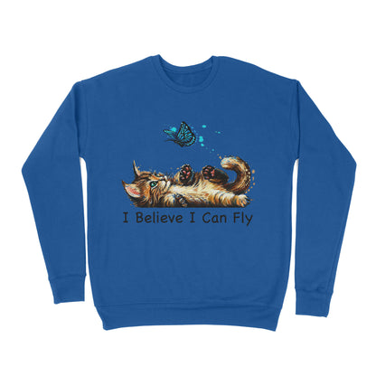 Premium Crew Neck Sweatshirt - Funny Cat i Believe I Can Fly