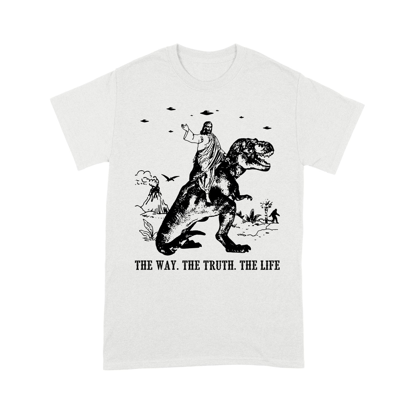 Premium T-shirt - Jesus Riding Dinosaur The Way. The Truth. The Life