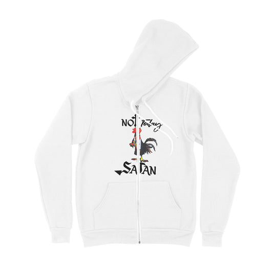 Not Today Satan Funny Chicken - Premium Zip Hoodie