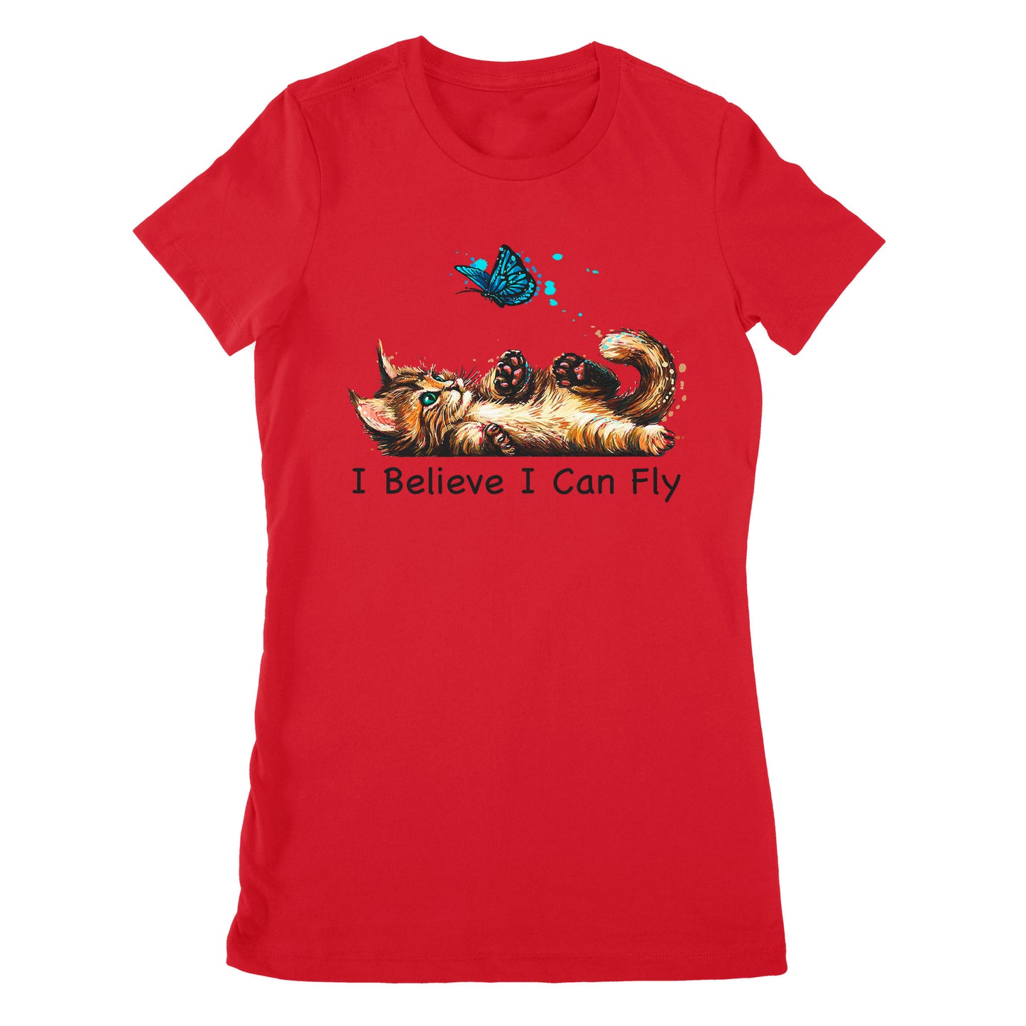 Premium Women's T-shirt - Funny Cat i Believe I Can Fly