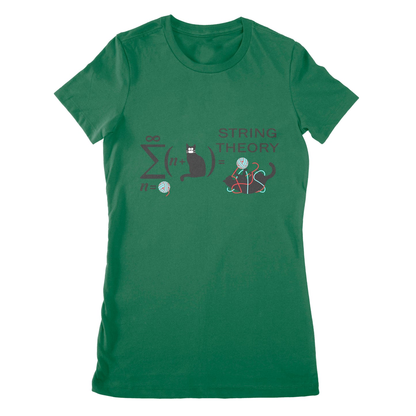 Premium Women's T-shirt - String Theory Funny Maths Cat Wool