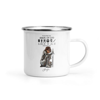 Personalized Woman Warrior of God Put On The Full Armor of God Ephesians 6-10 Camping Mug