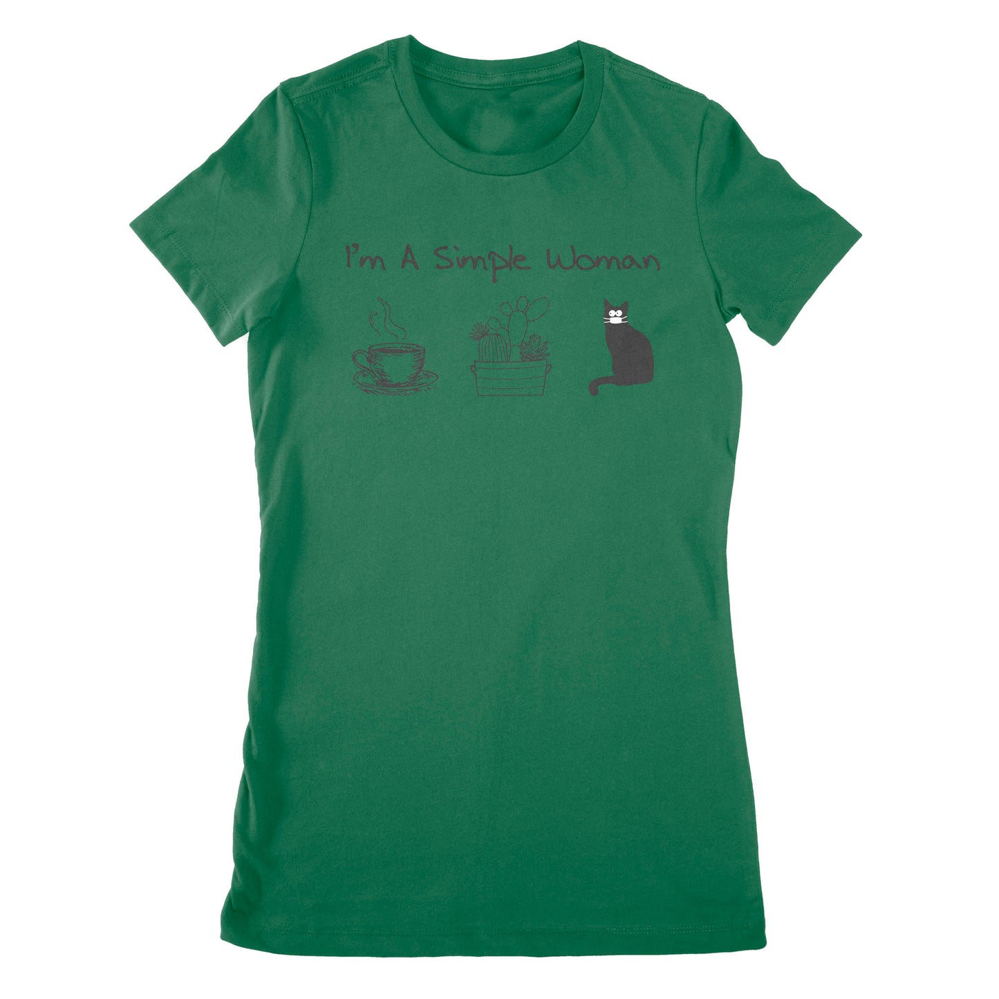 Premium Women's T-shirt - I’m A Simple Woman Coffee Plants Cat