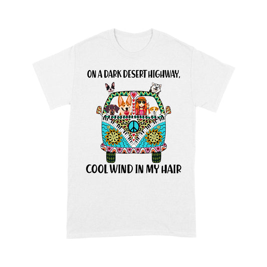 Premium T-shirt - On A Dark Desert Highway Cool Wind In My Hair Car Hippie