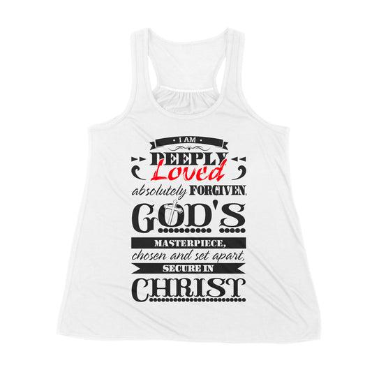 Premium Women's Tank - I Am Deeply Loved, Absolutely Forgiven, God's Masterpiece, Chosen and Set Apart, Secure in Christ