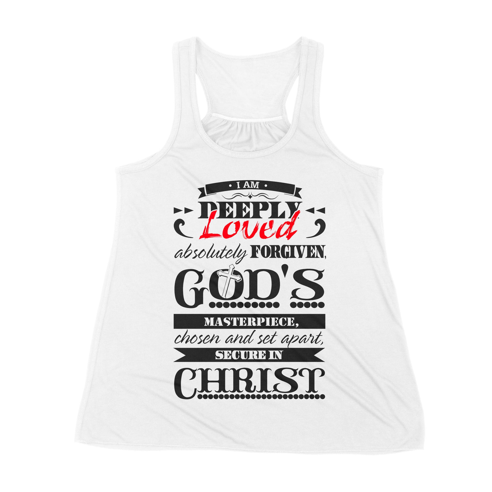 Premium Women's Tank - I Am Deeply Loved, Absolutely Forgiven, God's Masterpiece, Chosen and Set Apart, Secure in Christ