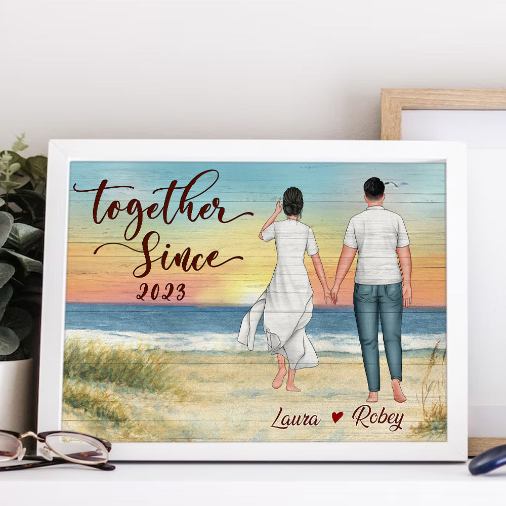 Personalized Couple Together Since Holding Hand Walking Canvas Prints And Poster