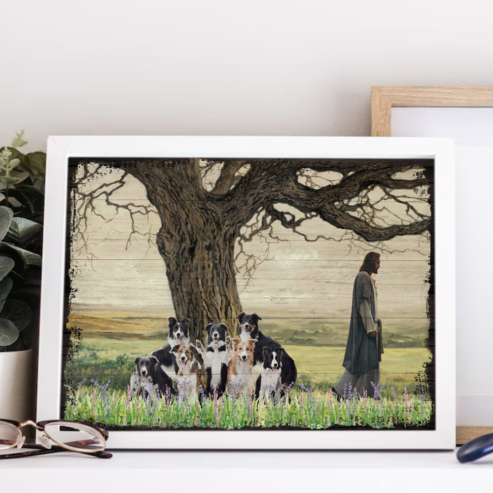 Border Collie Dog Walking With God For The Dog Lover Canvas Prints