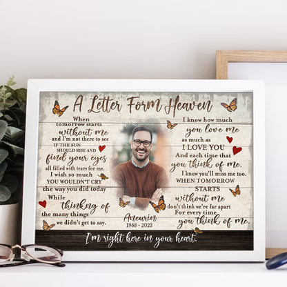 Personalized Photo Memorial A Letter From Heaven For Lost Loved Ones Canvas Prints And Poster