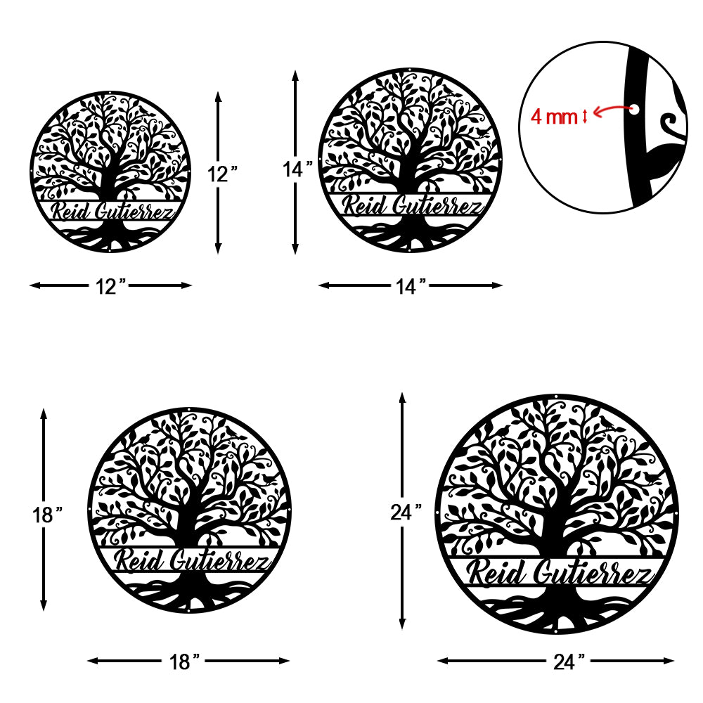 Personalized Family Tree Of Life Cut Metal Sign