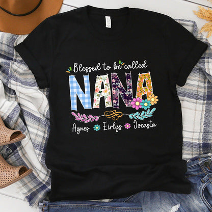 Personalized  Wildflowers Nana With Children's Names T-Shirt