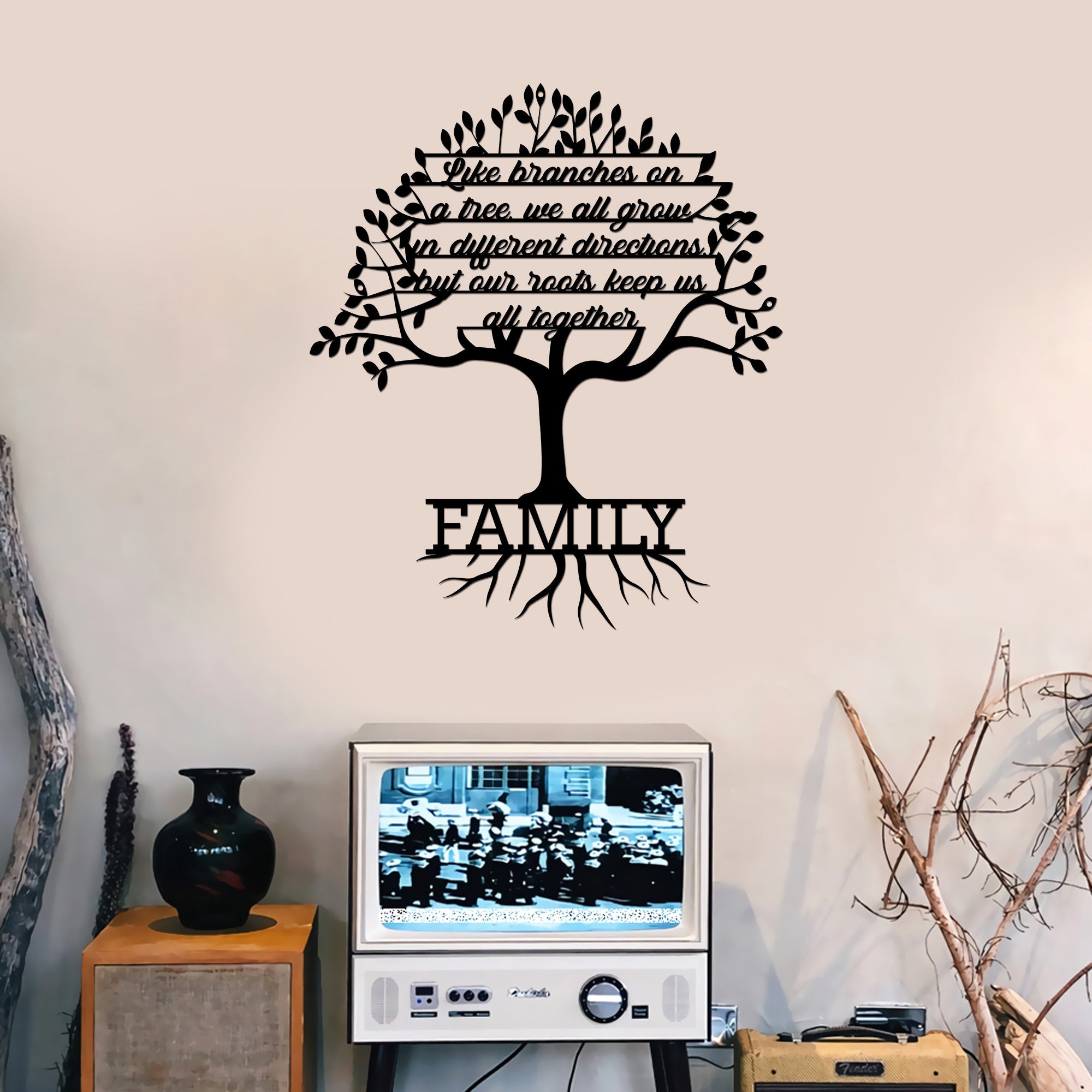 Family Like Branches Of A Tree We Grow In Different Directions Cut Metal Sign