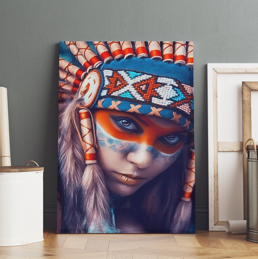 Woman Native American Picture Indian Girl Portrait Canvas Prints And Poster