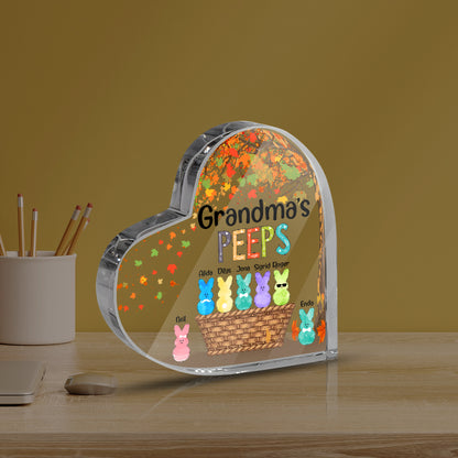 Personalized Grandma's Peeps Custom Grandma with Grandkids Heart Acrylic Plaque