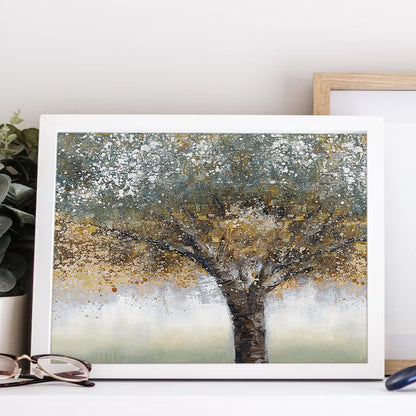 Tree Oil Painting Gold Abstract Art On Canvas Prints And Poster