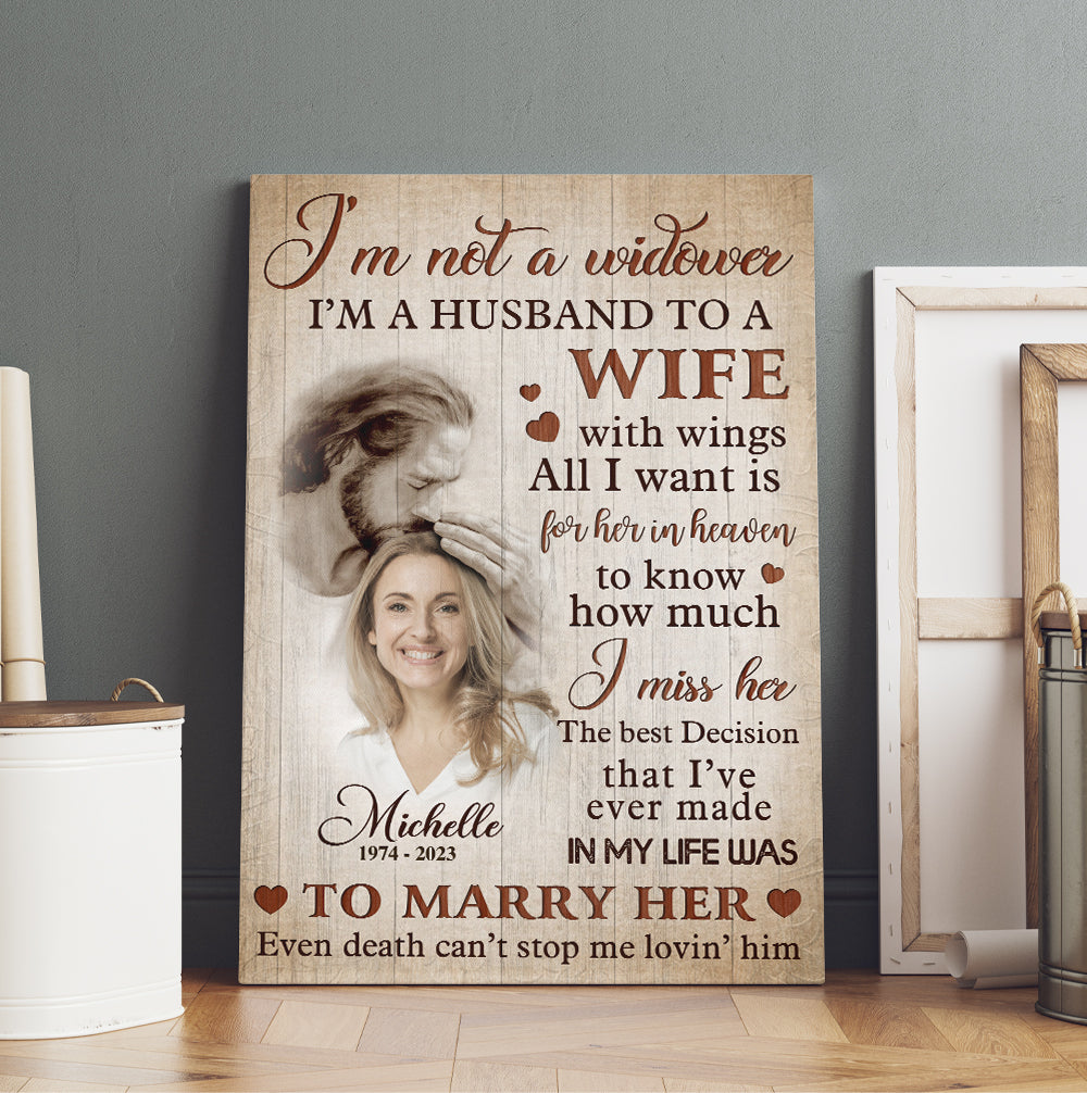 Personalized Wife Memorial Photo Safe In God Is Hand I Am Not A Window I Am  A Husband To A Wife Canvas Prints And Poster, Sympathy Gifts For Loss Of  Wife, Remembrance