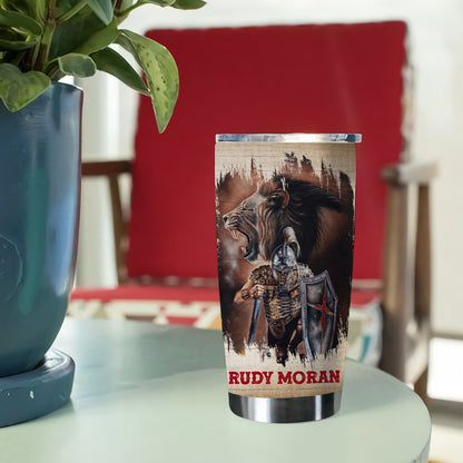 Personalized Man Warrior Blessed By God Spoiled By My Husband Protected By Both Tumbler