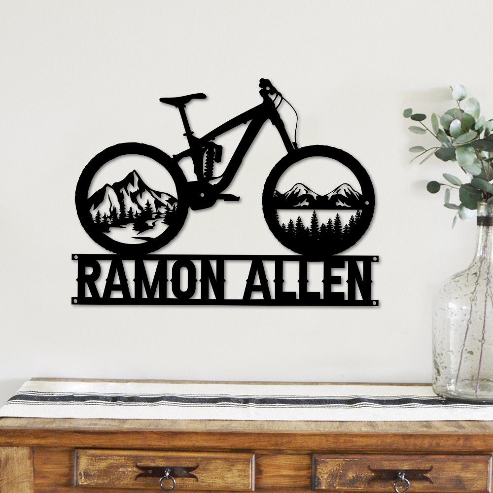 Personalized Metal Mountain Bike Cut Metal Sign