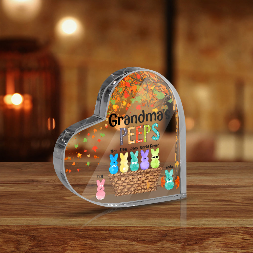 Personalized Grandma's Peeps Custom Grandma with Grandkids Heart Acrylic Plaque