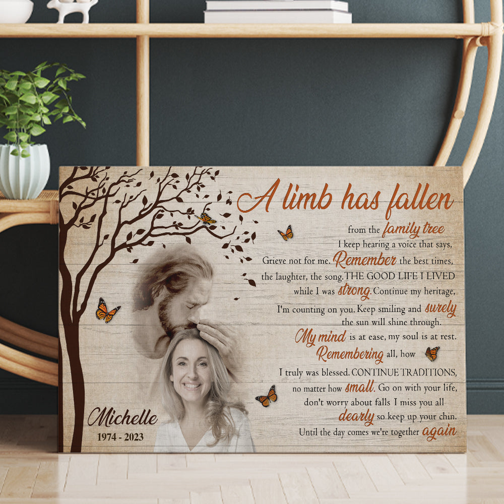 Personalized A Limb Has Fallen From The Tree Home Custom Photo Memorial Safe In God Is Hand Canvas Prints And Poster