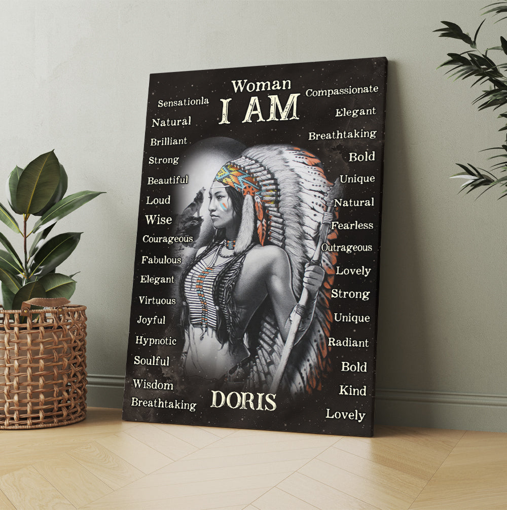 Personalized Native American I Am Black Woman Beautiful Strong Natural Canvas Prints