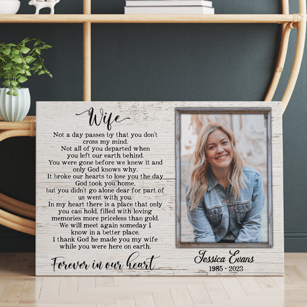 Personalized Wife Memorial Photo Not A Day Passes By Wife Canvas Prints And Poster