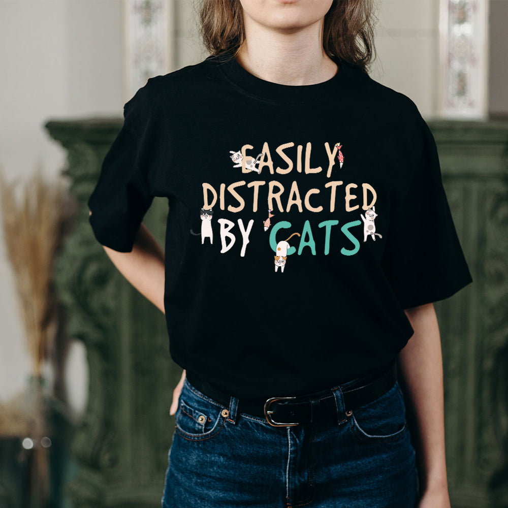Naughty Cats Shirt Easily Distracted By Cats T-Shirt
