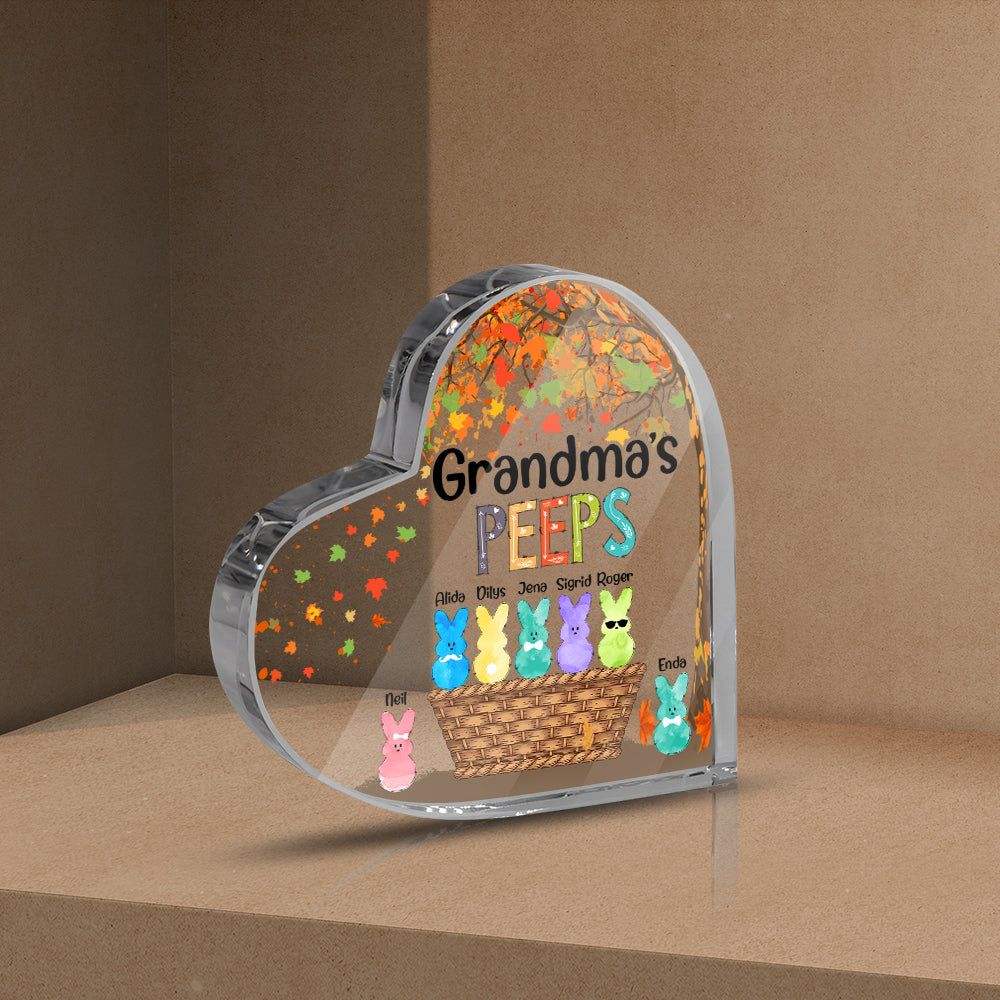 Personalized Grandma's Peeps Custom Grandma with Grandkids Heart Acrylic Plaque