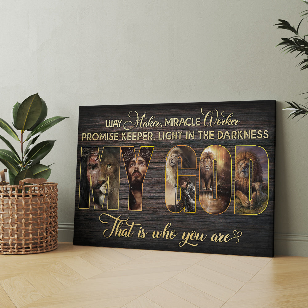 Warrior Of God Jesus Lion of Judah Way Maker Miracle Worker My God Canvas Prints And Poster