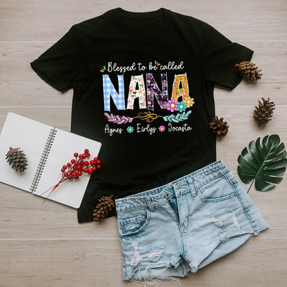 Personalized  Wildflowers Nana With Children's Names T-Shirt